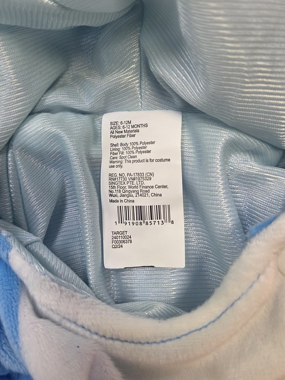 Target Light Blue Shark Baby Costume Hoodie Size 6-12 Month - Picture 4 of 8